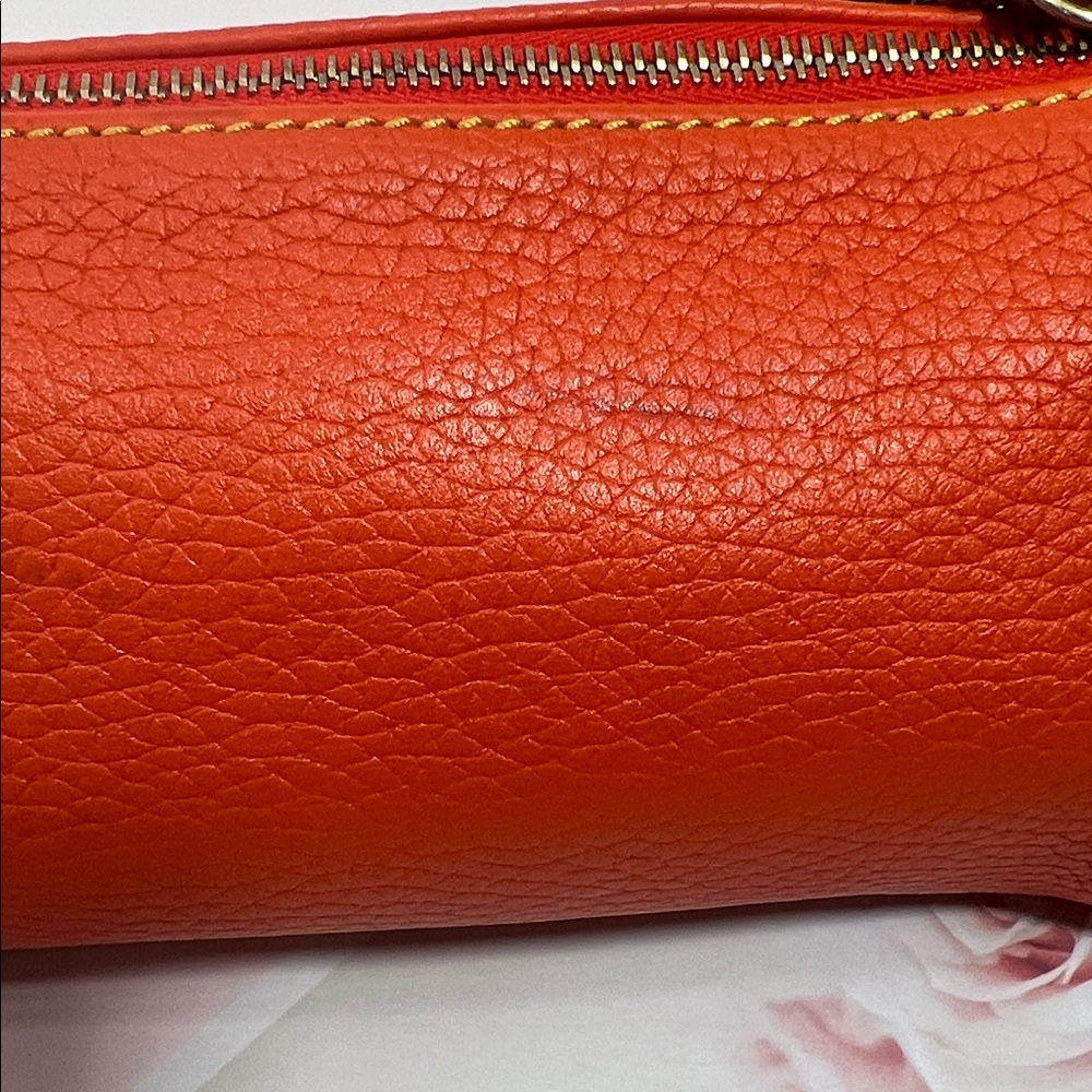 🦆 DOONEY & BOURKE DILLEN MINI BARREL TANGERINE ORANGE PEBBLE LEATHER BAG - Picture 11 of 11
